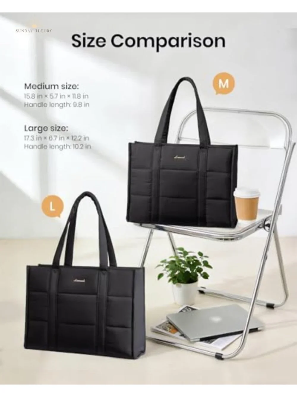 Padded Cotton Laptop Tote Bag for Women 15.6 Inch Work Shoulder Bag Quilted